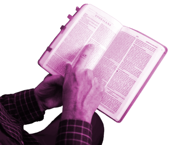 Persona sosteniendo Biblia abierta en el libro de Efesios